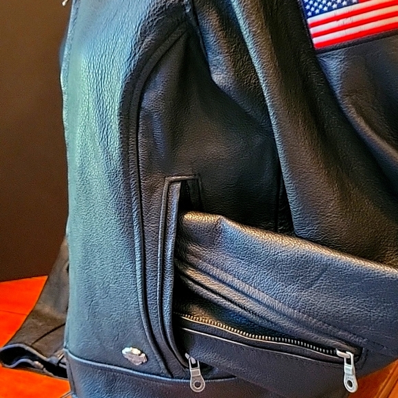 Harley Davidson Black Leather Embroidered Jacket Size Medium - Picture 4 of 6